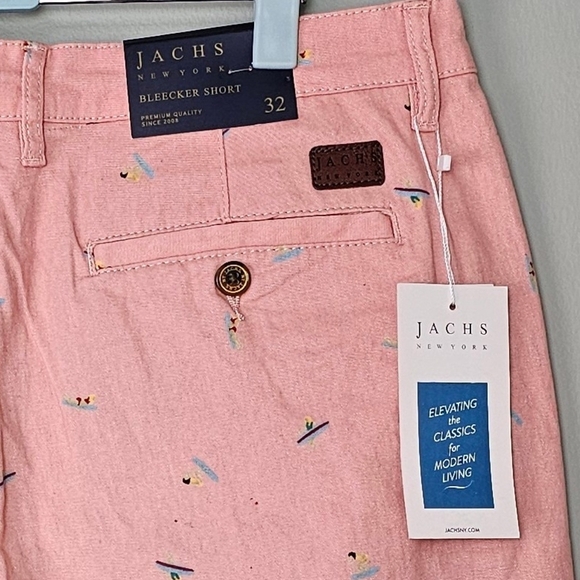 Jachs New York Men's Pink Surfer Print Twill Bleecker Shorts Size 32 - Picture 5 of 9